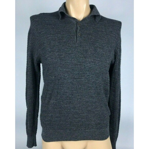 Ike Behar Merino Wool Black Long Sleeve Collared Sweater Top  Men's Size S M ? - Picture 1 of 10